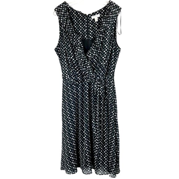 dressbarn Dresses & Skirts - Dressbarn Polka Dot Sleeveless Black & White Dress Size 18 Ruffle Neckline VGUC